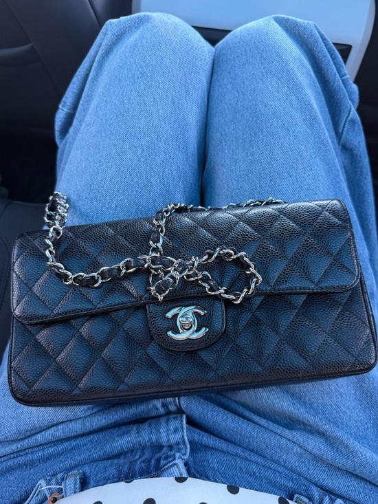 CHANEL Handbags - Chanel East West Flap in Caviar leather with dust bag.